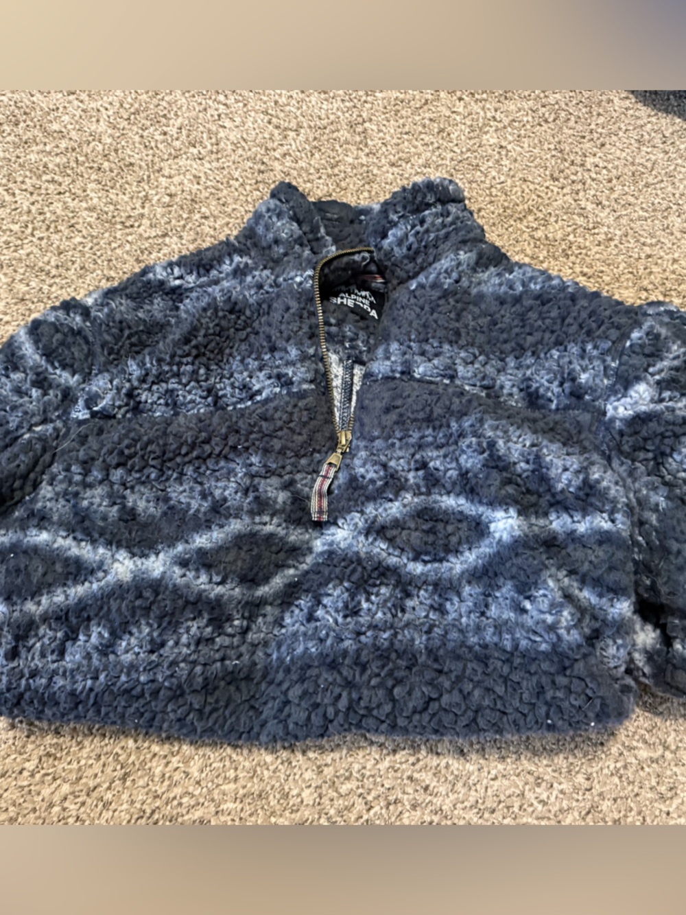 Alpine Design Navy and Light Blue Fuzzy Half-Zip Ski Pullover - Picture 1 of 2